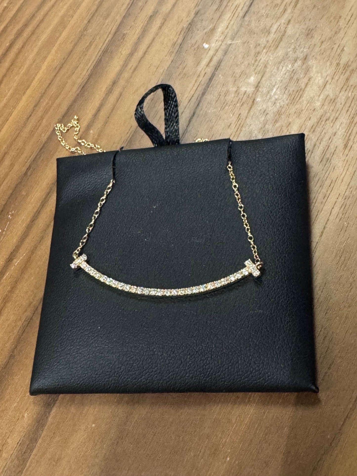 N/A Yellow Gold Diamond Bar Necklace