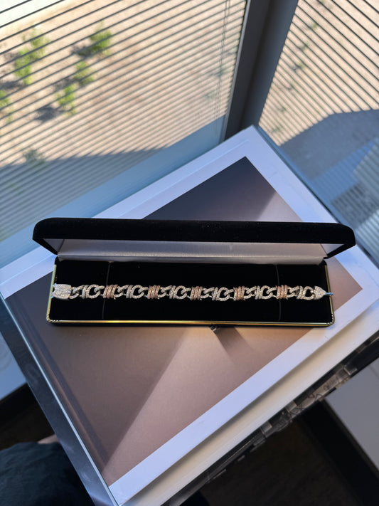 Rose & White Gold Lock & Key Diamond Bracelet