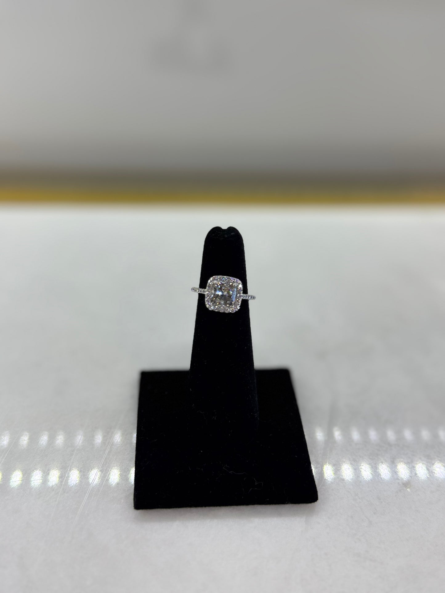 White Gold Cushion Cut Diamond Ring