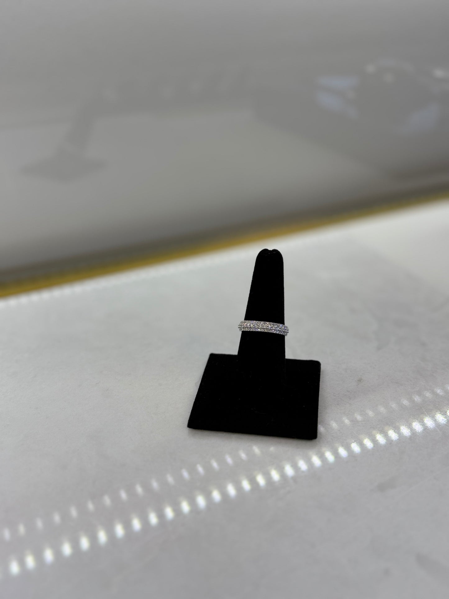 3 Row Diamond Ring White Gold