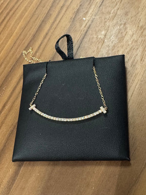 N/A Yellow Gold Diamond Bar Necklace