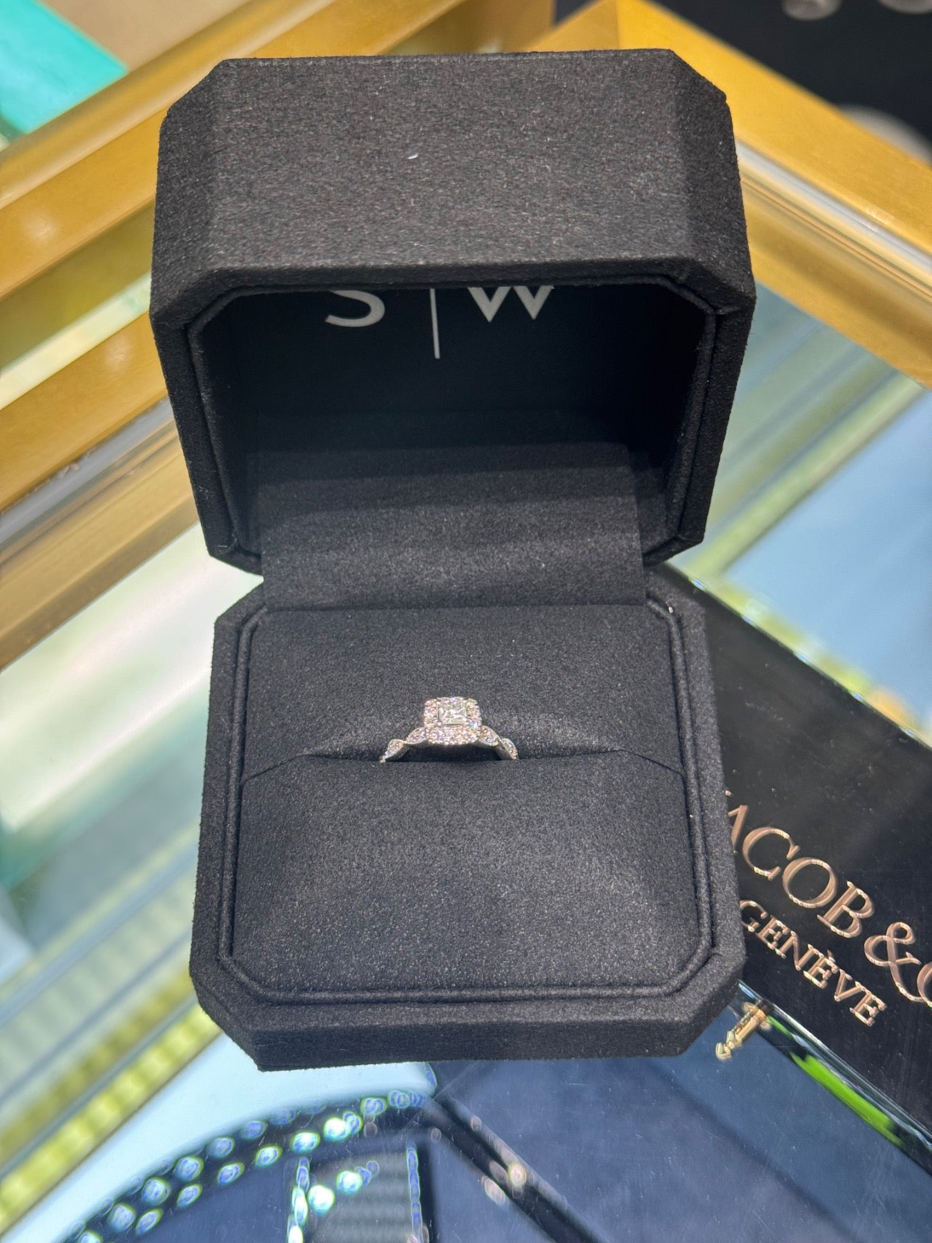 N/A White gold halo engagement ring