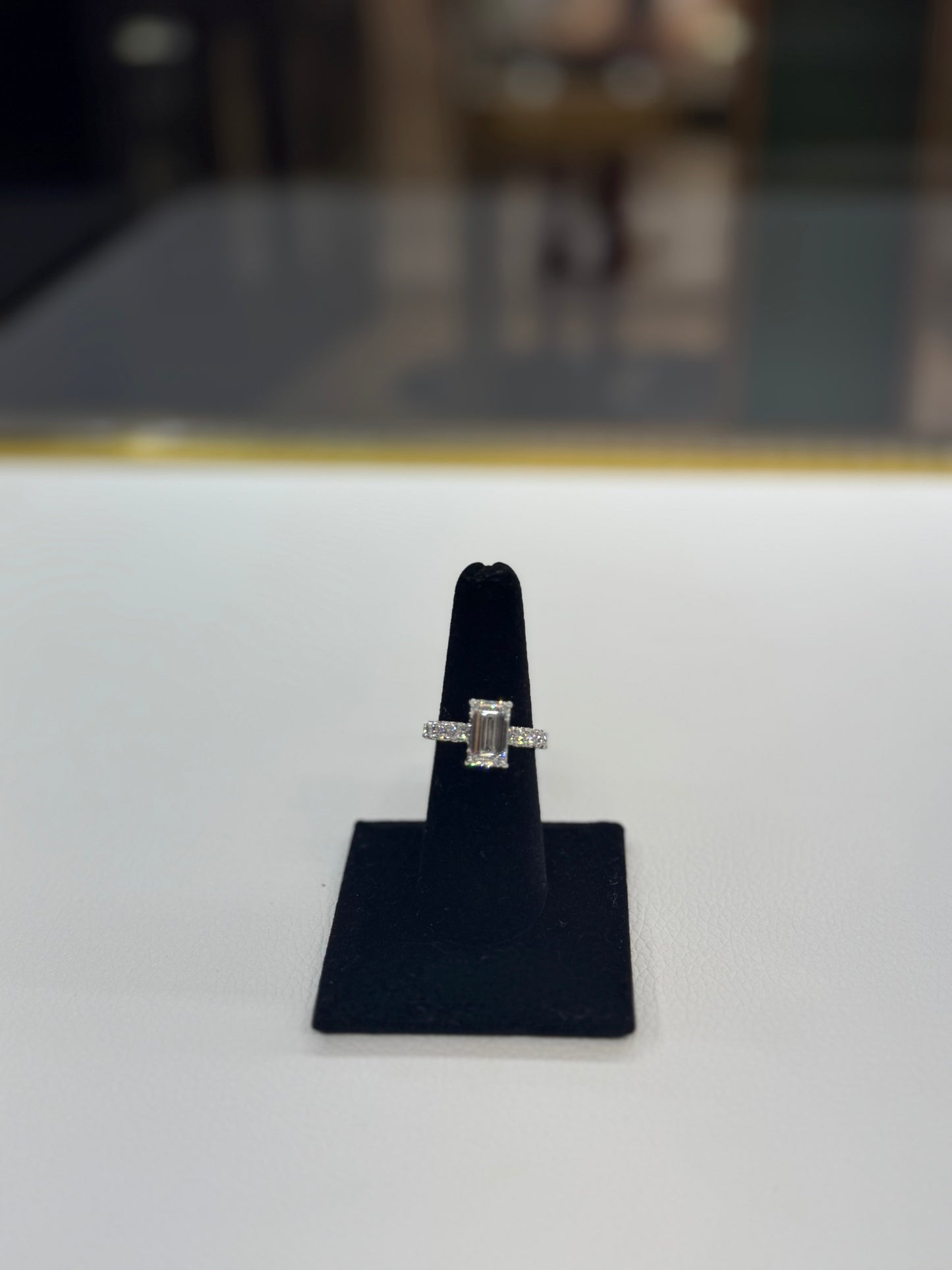White Gold Emerald Cut Diamond Ring